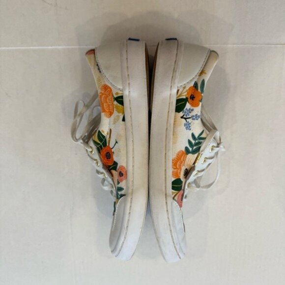 Keds x Rifle Paper Co Tournament Sneaker Lively Floral Fabric White Leather 8.5 - Picture 8 of 12